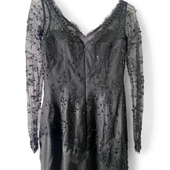 Vintage-Inspired Women's Black Beaded Evening Gown L Dark Feminine Gothic Glam - Picture 3 of 8